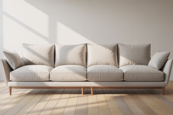 Modern living room sofa with fresh clean upholstery on white background representing upholstery cleaning in Augsburg
