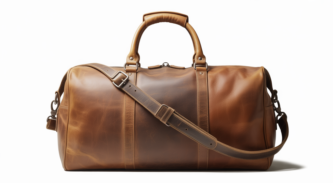 Vintage leather duffle bag with classic travel style