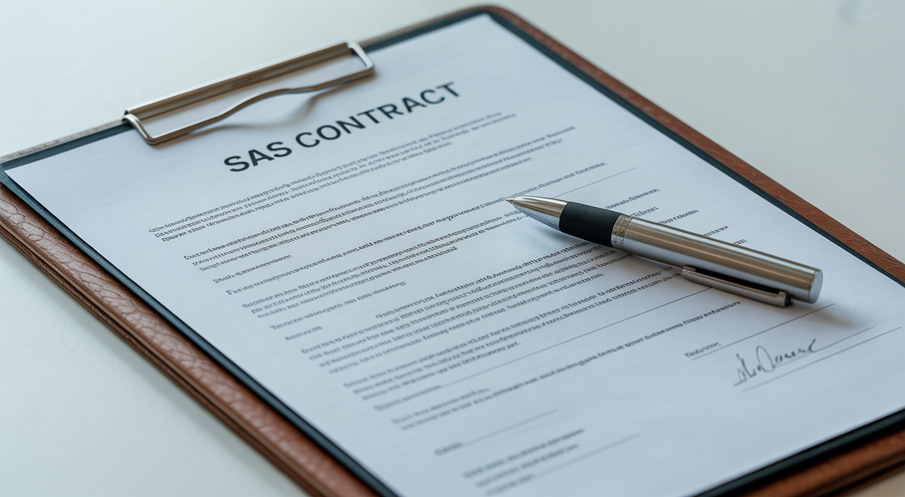 SaaS agreement attorney reviewing cloud software contract with a client